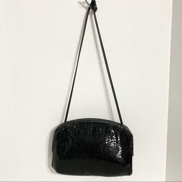 Vintage Whiting and Davis Chainmail Leather Crossbody Shoulder Bag Hinged Frame - Picture 2 of 12